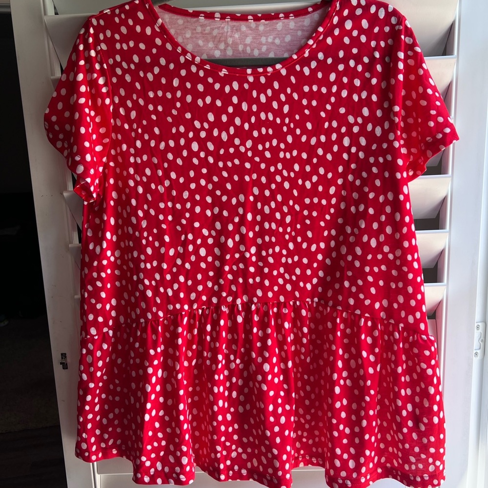 Polka dot red babydoll blouse